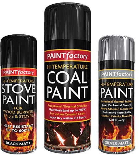 Classic Signature: 1 x Coal High Temperature Spray Paint 400ml, Stove Up To 600°C, Engine Exhaust Adhesion, Heat Resistant Wood Burners, BBQ Grill
