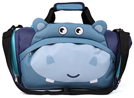 Kindertasche Sporttasche Reisetasche Nilpferd, Jungen Mädchen Kinder, blau, 39 x 25 x 20 cm, 12 Liter