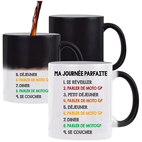 Planetee Mug magique Moto GP Journée Parfaite | Tasse Humour change de couleur avec la chaleur