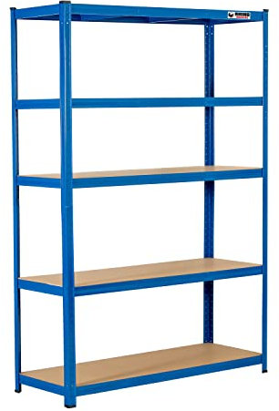 Rhino Racking - 10 Bays - 5 Tier Heavy-Duty Industrial Storage Shelves - Blue - 180x120x45cm