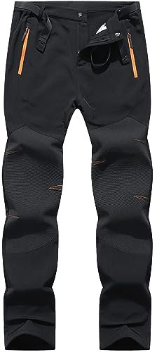 BenBoy Pantaloni Trekking Uomo Invernali Impermeabile Sci Softshell Pantaloni Termici Neve Caldo Montagna Escursionismo Pantaloni Outdoor KZ3028M-Black-XS