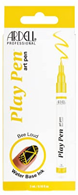 Ardell Play Pen Bee Loud | nail art pen | nail polish | precision application tip | water-based formula | no bleeds | pro-level results | at-home-salon, Yellow