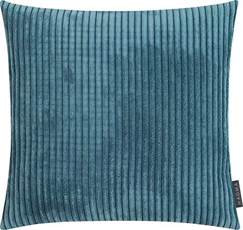 MAGMA Shara Kissenbezug 45x45 cm - Petrol,- samtig weich kuschelig Cord Look, rechteckiger Kissenbezug, für Wohnzimmer, Schlafzimmer, Büro und Gästezimmer Waschbar