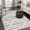 payé Teppich Wohnzimmer - 140x200cm - Creme Grau Blau - Raute Meliert - Hochtief Effekt - Fransen Deko Boho Flauschig - Cut & Loop Sisal - Schlafzimmer Flur Dekoration Läufer