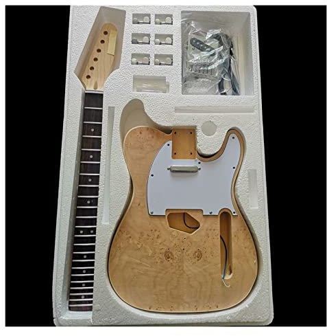Guitar DIY Kit E-Gitarren-Bausatz Flame Pattern Maple E-Gitarren-Materialkombination Zubehör für Tele (Color : 5)