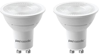 paul russells LED GU10 – Dimmable Fittings Frosted Spot Lightbulbs, 4.5W 345 Lumens LED Bulbs, 50w Equivalent, 4000K Cool White/Natural White, Dimmer Energy Saving 38° Ceiling Spotlights, 2 Pack