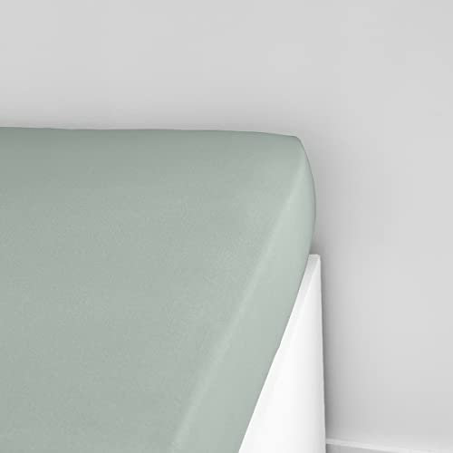 TODAY Essential - Drap Housse 90X190 cm 1 Personne Jersey 100% Coton Uni, Celadon