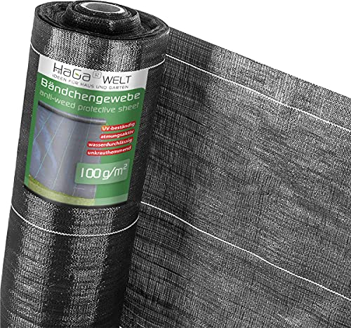 HaGa® Bändchengewebe 0,8m x 100m = 80m² Bodengewebe 100g/m² reißfest, wasserdurchlässig, als Unkrautfolie & Mulchfolie gegen Unkraut geeignet | Gartenvlies | Unkrautvlies | UV-Stabil