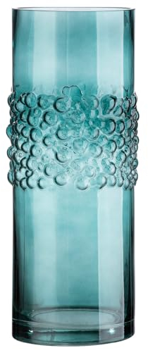 GILDE Deko Vase Glasvase Sparkle - Blumenvase aus Glas - Maritime Dekoration - Farbe: Türkis Blau Höhe 34 cm