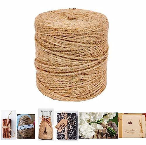 YiYFiT Cordel de yute natural, 656 pies, 2 mm, 3 capas, cuerda marrón natural, cuerda de jardín para manualidades, envoltura de regalos, floristería, hogar, boda y decoración de jardinería, color