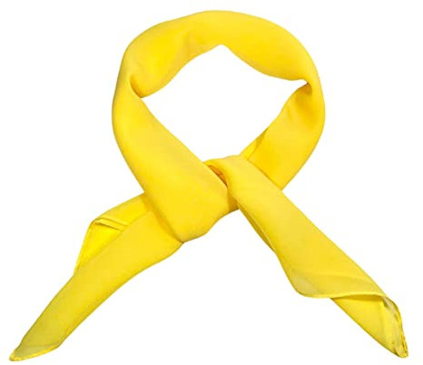 WESTEND CHOICE Square Chiffon Scarves Women Plain Neck Scarf 50s Retro lightweight Bandana Wrap Square women's scarves 65 x 65 cm (Yellow)