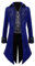Crubelon Herren Steampunk Frack Jacke Gothic Mittelalter Viktorianischer Gehrock, Blau, 3XL