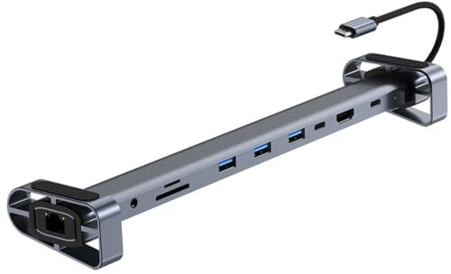 Bolwins H36CS 11-in-1 USB-C Docking Station – 4K HDMI, 3 USB 3.0, USB-C Stromversorgung, PD Laden, SD/TF Kartenleser, Ethernet, 3,5 mm Audio Buchse – Kompatibel mit MacBook Pro/Air