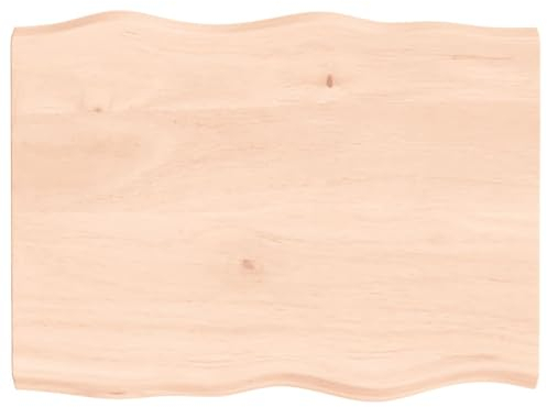 LAPOOH Schreibtischplatte 80x60x4 cm Massivholz Eiche Unbehandelt Tischplatte, Arbeitsplatte, Waschtischplatte, Bürotischplatte