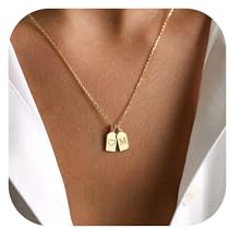 TINGN Gold Kette mit Buchstaben - Vergoldet Initialen Halskette Damen Gold Buchstabenkette Kette mit Buchstaben M Anhänger Buchstaben Kette Schmuck Personalisiere Geschenke für Frauen Mädchen