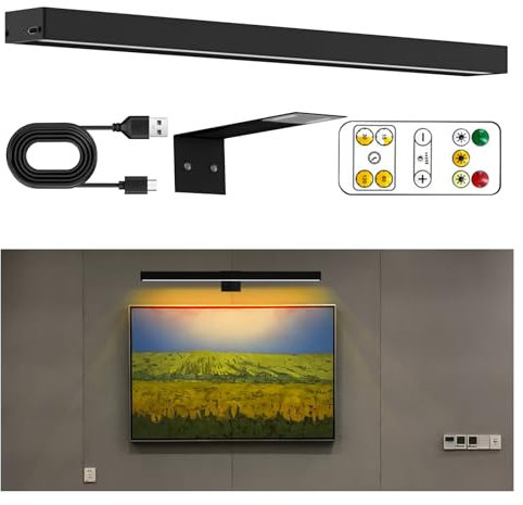 Luz de imagen inalámbrica, lámpara de pared de espejo magnético, temporizador, control remoto, luz de exhibición de arte de pared, barra de luz regulable continua para exhibición de obras de arte,