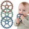 Mordedor Bebe Refrigerante, Seposeve Paquete de 3 Silicone Juguetes Bebes 0-6 meses, Mordedores para bebés 6-12 meses 12-24 meses, Juguete Fácil de Agarrar, SIN BPA, Marrón Verde Azul