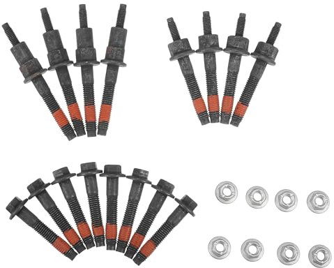 A ABSOPRO Motor Abgaskrümmer Stiftschraube Mutter Kit Nr. 6505316AA/6504331 für Dodg für Ram 1500 4.7L V8 2002-2008 für Jeep Grand Cherokee Schwarz (Set von 24)
