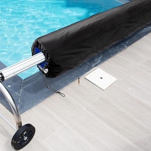 HEBEOT Copertura per piscina, rullo solare per piscina, protezione per tutte le stagioni, mantiene l'acqua calda e riduce l'evaporazione 490 x 96 cm (altezza x profondità) (nero)