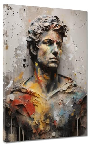 Statue Alexander der Große Pop Art Leinwandbild Wandbild Kunstdruck XL Wanddeko Größe 30x40x2cm