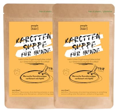 People who Kaer Morosche Karottensuppe 2X 200g, hohe Ergiebigkeit Dank Pulver-Form, Präbiotika Mittel zur Unterstützung bei Durchfall & Magenproblemen, bis zu 5L Moro Suppe, Hund Durchfall