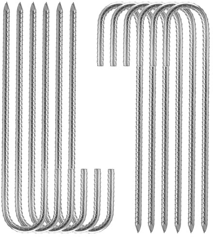 Green Haven Heavy Duty Curved Tent Pegs Pack of 10 – 8mm Thick Galvanised Steel Pegs with J-Hook Ends Rust-Resistant Metal Ground Stakes for Camping Garden Tarpaulin Gazebos & Outdoor Anchoring