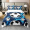 Fußball 100% Bio-Baumwolle Bettbezug 135x200,Blau Leuchtende Neon Lichter Tröster Abdeckung,Wabengitter Retro Einfache Art Bettwäsche Set,Polka Dots Ball Game Druck Bett Set,Blau Schwarz