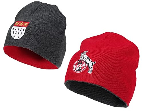 1. FC Köln Wendebeanie ROT | Grau Wendemütze Beanie Mütze