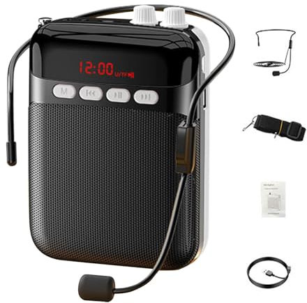 Acunny Amplificateur Vocal sans Fil pour Enseignants, amplificateur Vocal Rechargeable pour Enseignants | Amplificateur de Voix léger pour Haut-Parleur du système Pa - Amplificateur à Sangle réglable