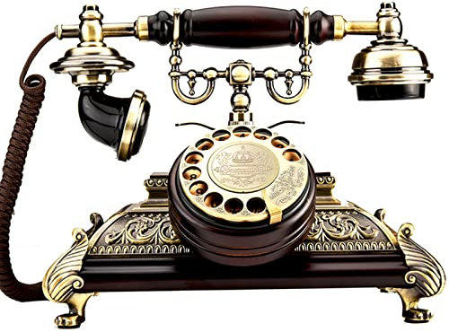 Landline Phone,Rotary Dial Telephone, Retro Corded Phone, Home Office Vintage Landline Telephone with Redial Function, Classic Old Fashioned Desk Phone