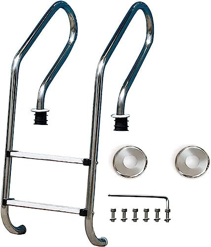 Escalera de piscina enterrada de acero inoxidable con instalación integrada y capacidad de carga de 200 kg, pasamanos antioxidante para seguridad y durabilidad de la piscina