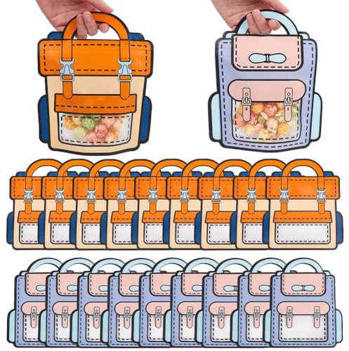 SOFPLATE 20 Stück 18x21cm Große Geschenktüten Aus Kunststoff Cartoon Rucksack Goodie Bag Großpackung Wiederverwendbar Für Den Schulanfang Geburtstagsparty Geschenktüte Mit Griff Bonbontüten Für Snacks