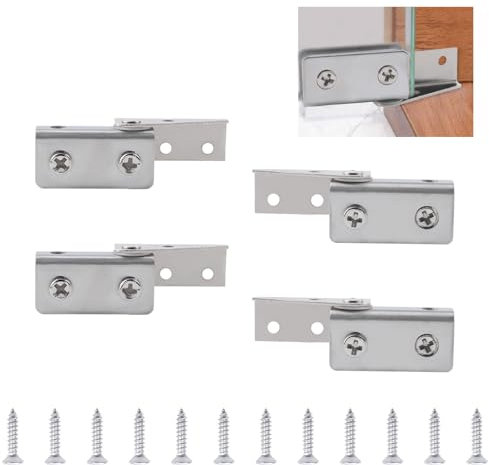 UFURMATE Bisagras de puerta de vidrio, 4 unidades, montaje lateral, sin marco, bisagras pivotantes ajustables para gabinete, kit de repuesto para puerta de vidrio oscilante libre de 5 a 8 mm