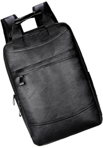 jojofuny Rucksack Große Kapazität Laptop Tasche Computer Rucksack Reise Schulranzen Aus Pu Leder Für Herren Schwarz Freizeitrucksack Satchel Schulranzen