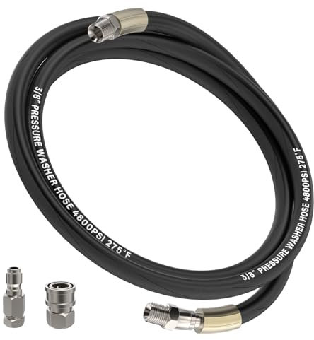 XENDY WASHER 4FT 3/8 Pressure Washer Whip Hose with Swivel Fitting, Heavy Duty Hose Reel Jumper Connector with Quick Connect Power Washer Adapter Set 4800 PSI, Handles Up to 275°F