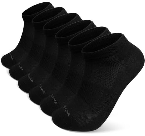 LOFIR Chaussettes Sport en Bambou pour Homme: Socquettes Invisibles Courtes Ultra Douces Respirantes Noir 6 Paires 43-46
