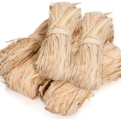 Raffia Straw, 5 PCS Natural Raffia Bundles, 250g Garden Raffias String Raffias Yarn Ideal for Gifts Wrapping Decoration DIY Craft Weaving Garden Floral Decor
