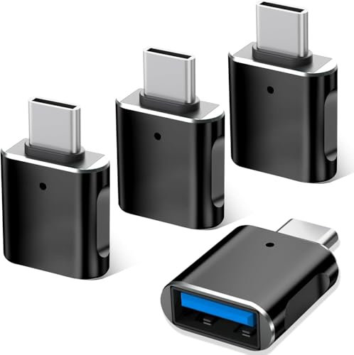 Obcxin Adapter USB C auf USB (4 Pack), OTG Adapter Thunderbolt 4/3 auf Kompatibel mit iPhone16 15 Serie MacBook Pro M4 Mac mini Galaxy S24, iPad, Type-C Mobile Phone, Tablets and More, Schwarz