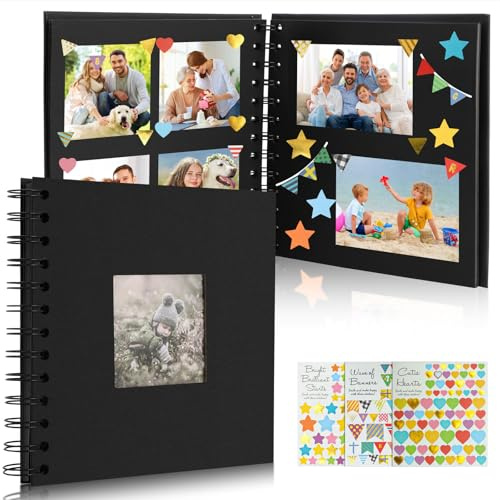 Fotobuch zum Selbstgestalten 17x17cm Fotobuch zum Selbstgestalten, Fotoalbum Schwarze Seiten mit 40 Seiten, Fotoalbum zum Einkleben, DIY Einkleben Scrapbook für Hochzeit, Geburtstag, Jahrestag, Baby