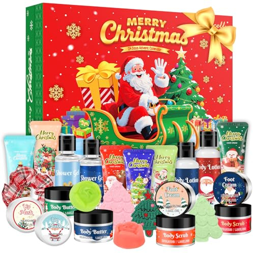 Weixinbuy Calendrier de l'Avent 2025 Beauté, Coffret Cadeau Femme Noel Coffret Bain Femme, Calendrier de l'Avent Soin 24 Jours de Surprises de Beauté pour Elle, Cadeaux de Noël pour Femmes