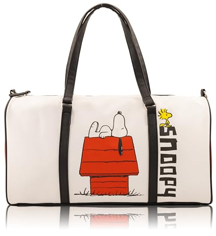 Stitch, Minnie, Mickey, Pooh, Harry Potter, or Jack Skellington 16 Leather Mini Travel Bag, Duffle Bag, Overnight Bag, Weekender Bag for Women, Men, Adults, Snoopy, 16 Inch
