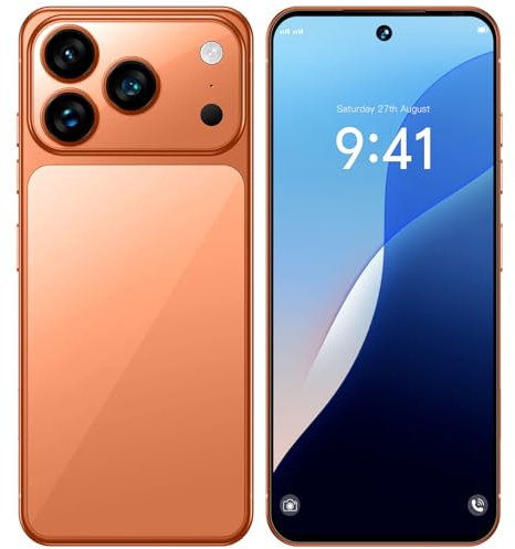 Téléphone Portable I17 Pro Max 5G, Android 15.0, Appareil Photo 7,3 Pouces, 16 Go 1 To, 8 000 MAh, 78 Mpx 108 Mpx, 3 Emplacements Pour Cartes, Double SIM, Débloqué Gratuitement,Orange-7.3 Inch