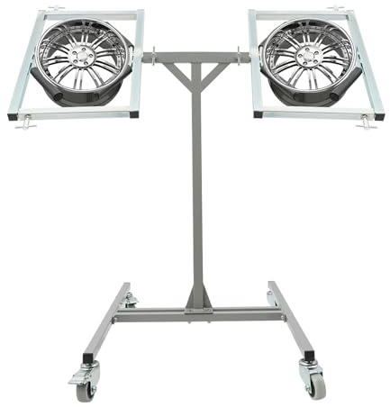 HUSPOO Felgen-Lackierständer für 2 Räder, Profi Radnaben Sprühständer mit 360° Drehung, höhenverstellbar, 60kg Tragkraft, verzinkt, Werkstatt & Garage, mobiles Lackiergestell