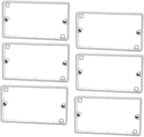 6 PCS Double Socket Spacer 20mm White Light Switch Spacer Double Socket Surround Electrical Outlet Extender Box for Home School Office Tiles and Panels