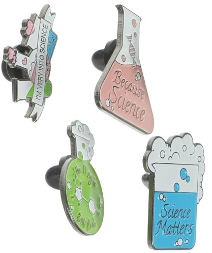 Abaodam Lot de 4 Broches de Chimie en Alliage, Épingles en Émail Créatives, Décorations pour Vêtements et Paquet, Taille Moyenne, Accessoires Mode pour Femmes, Présent Original