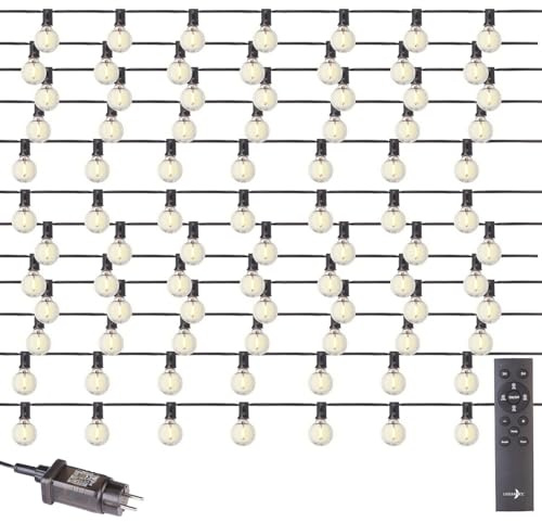 Lunartec G40-Garten-Lichterkette: 2er-Set Lichterkette mit G40-Glühbirnen, 43 LEDs, 2 Ersatzlampen, 30 m (Balkon, Edison)