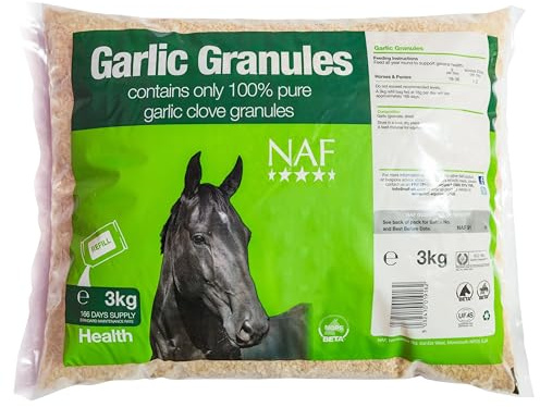 NAF Garlic Granules Refill 3kg – Natural Equine Supplement – Supports Immune System, Respiration and General Health – Pure Dried Garlic for Horses
