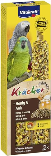 Vitakraft Kräcker, mit Honig und Anis, Knabberstangen für Papageien, ohne Zuckerzusatz (1x 2 Stück)