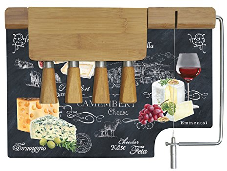 Easy Life 810WOCH Coffret Plateau à Fromage, Verre, Noir, , 31.5 x 20 x 15 cm