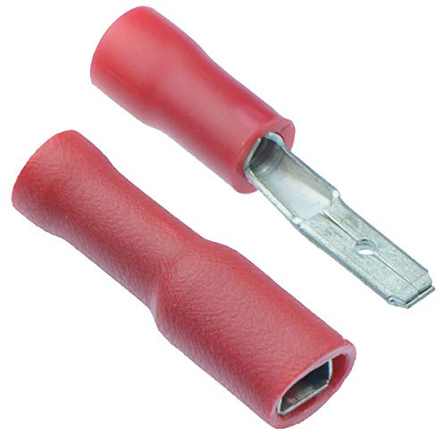 50 x PAIRS Red 2.8mm Male + Female Fully Insulated Crimp Spade Connector 16-22 AWG Wire Cable Electrical